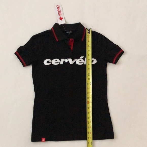 Cervelo S/P Polo Black White w Red Detail short sleeve Logo Front Back Excellent - Picture 5 of 13